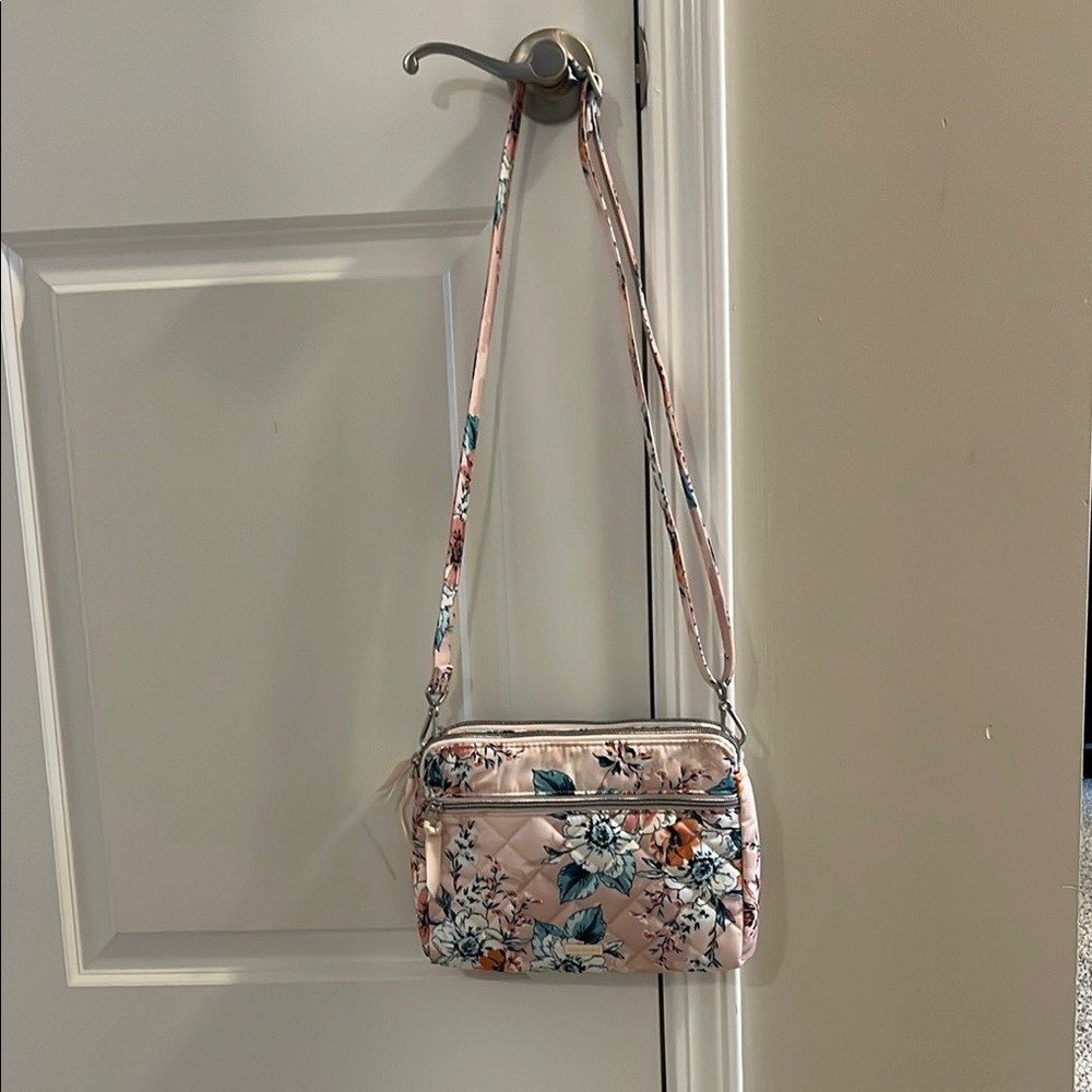 Floral Quilted Vera Bradley Crossbody Bag - Pink